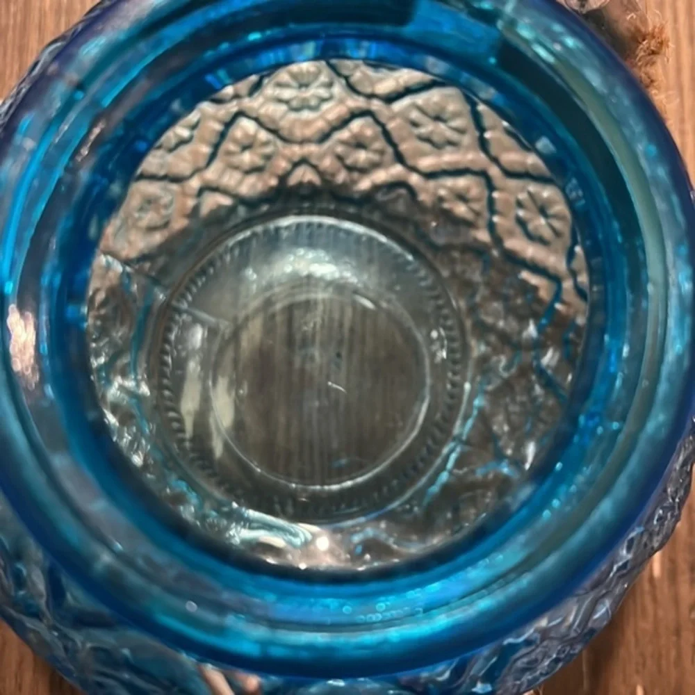 World Market Blue Glass Flower Vase with Rope Handle